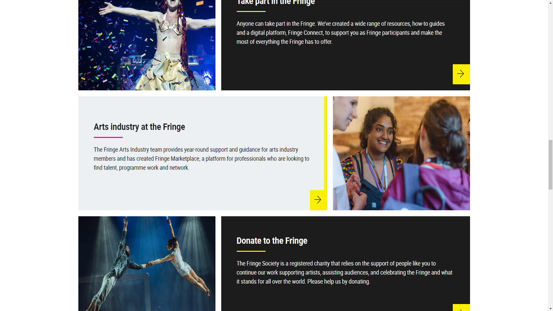 Edinburgh Fringe Festival webpage 3/4